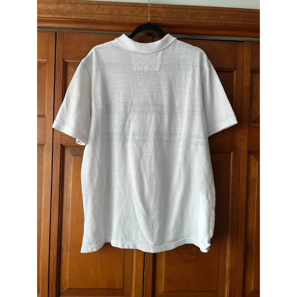 Banana Republic Men’s Striped Pique Polo Shirt White Green Standard Fit Size XXL